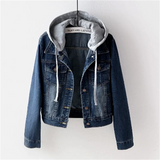 Denimjakke med Hætte og Afslappet Casual Stil
