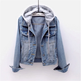 Denimjakke med Hætte og Afslappet Casual Stil