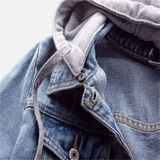 Denimjakke med Hætte og Afslappet Casual Stil