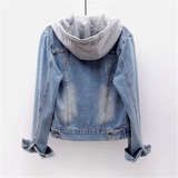 Denimjakke med Hætte og Afslappet Casual Stil