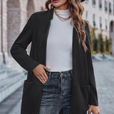 Klassisk Lang Frakke med Åben Front – Elegant og Tidløs Stil