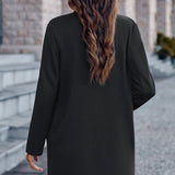 Klassisk Lang Frakke med Åben Front – Elegant og Tidløs Stil