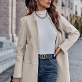 Klassisk Lang Frakke med Åben Front – Elegant og Tidløs Stil