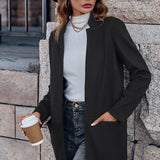 Klassisk Lang Frakke med Åben Front – Elegant og Tidløs Stil
