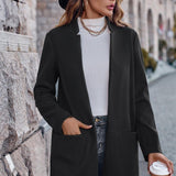 Klassisk Lang Frakke med Åben Front – Elegant og Tidløs Stil