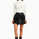 Ballonformet Mini Nederdel i Læderlook – Voluminøs Party Style