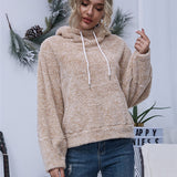 Teddy hoodie dame – blød hættetrøje med snøre