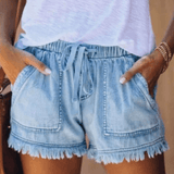 Denim Shorts med Elastisk Talje – Afslappet Sommerkomfort med Stil