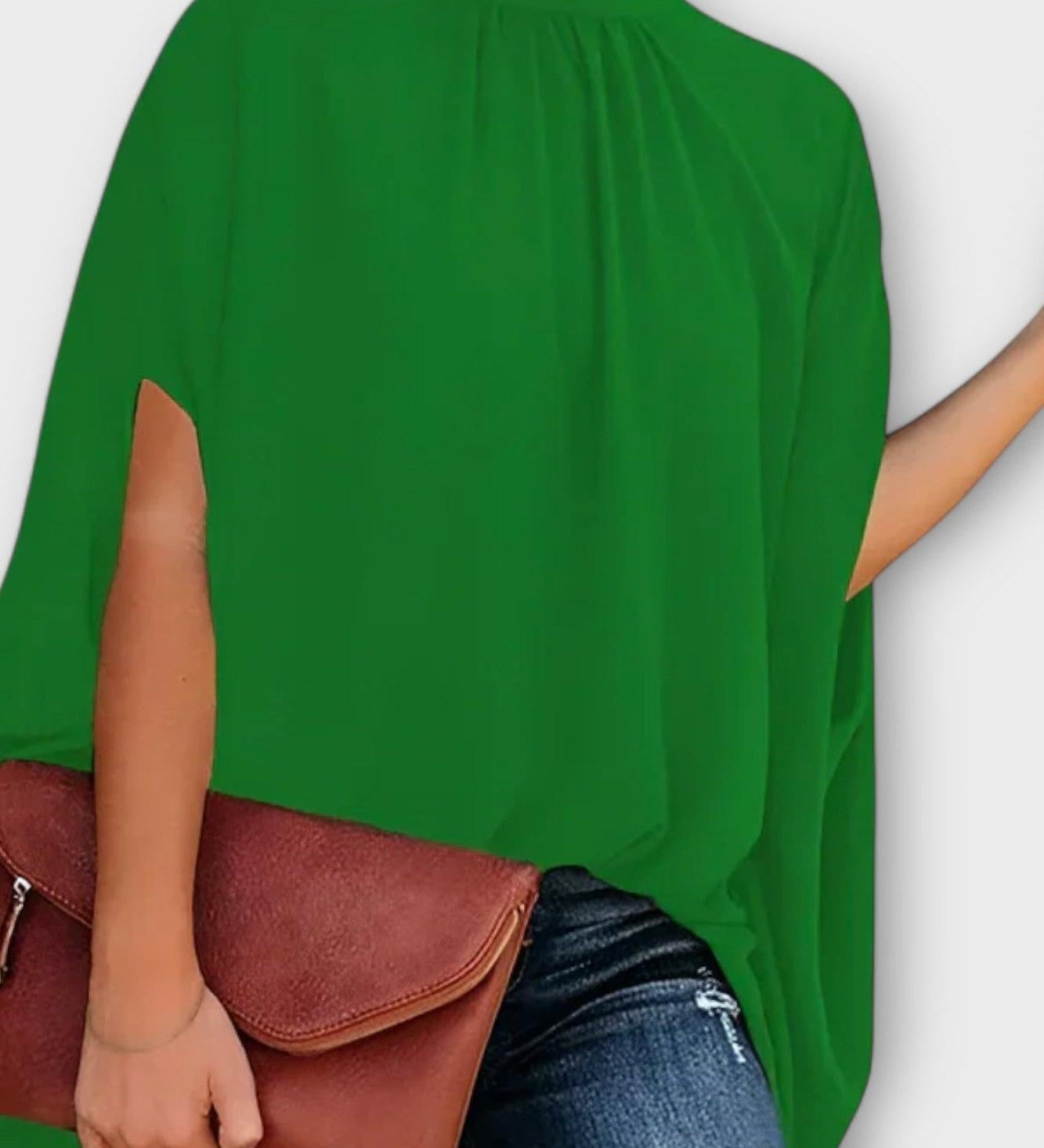 Løs bluse med kunstnerisk print og afslappet pasform – moderne komfort til hverdagsbrug