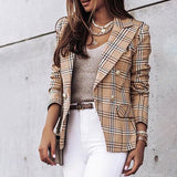 Elegant dame blazer i ternet dobbeltradet design