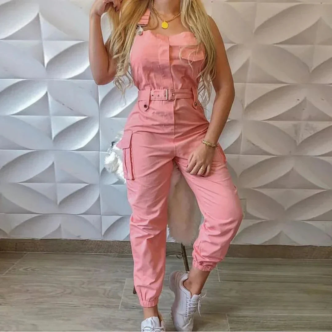Utility Jumpsuit med Bælte og Cargo-Detaljer