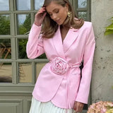 Elegant Blazer med Taljebælte og Feminint Klassisk Look