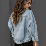 Denimjakke med Patchwork Detaljer
