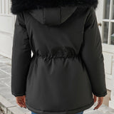 Vinterjakke med Hætte og Faux Fur – Elegant Varme til Hverdagen