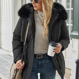 Vinterjakke med Hætte og Faux Fur – Elegant Varme til Hverdagen