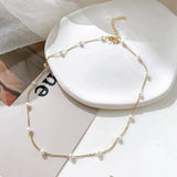 Minimalistisk Guld Choker Halskæde med Små Perler