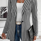 Sort-Hvid Ternet Blazer med Slank Pasform – Klassisk og Moderne Stil