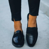 Elegant Croco Mønstrede Læderloafers til Kvinder