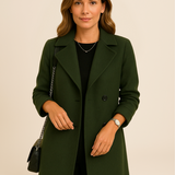 Klassisk uldinspireret damefrakke med stilrent snit