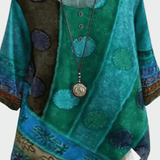 Bluse med kunstnerisk patchwork-look og afslappet pasform – boheme stil med personlighed