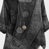 Bluse med kunstnerisk patchwork-look og afslappet pasform – boheme stil med personlighed