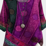 Bluse med kunstnerisk patchwork-look og afslappet pasform – boheme stil med personlighed
