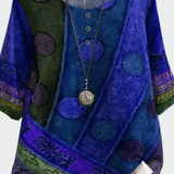 Bluse med kunstnerisk patchwork-look og afslappet pasform – boheme stil med personlighed