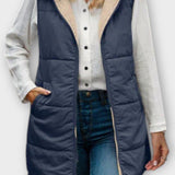 Lang Quiltet Vest med Hætte – Let Varme og Casual Stil