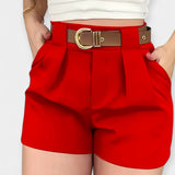 Højtaljede Shorts med Bælte – Elegant Pasform til Sommer og Hverdag
