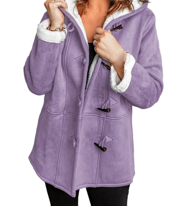 Varm damefrakke med kunstpelsfor – hyggelig vinterjakke i elegant design