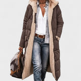 Lang quiltet frakke med teddykrave og afslappet pasform – varm stil til kolde dage