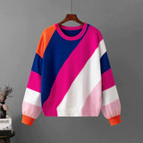 Farveblok Sweatshirt med Geometrisk Design