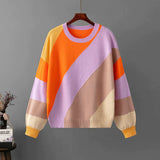Farveblok Sweatshirt med Geometrisk Design