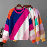 Farveblok Sweatshirt med Geometrisk Design