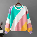 Farveblok Sweatshirt med Geometrisk Design
