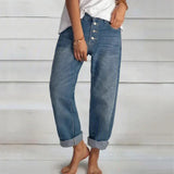 Casual Jeans med Knapdetaljer og Afslappet Pasform – Tidløs Denimstil