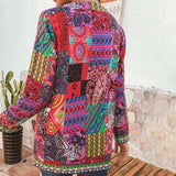 Farverig boheme cardigan til kvinder med patchwork mønster