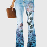 Højtaljede Jeans med Blomsterprint – Farverig Denim med Statement Look