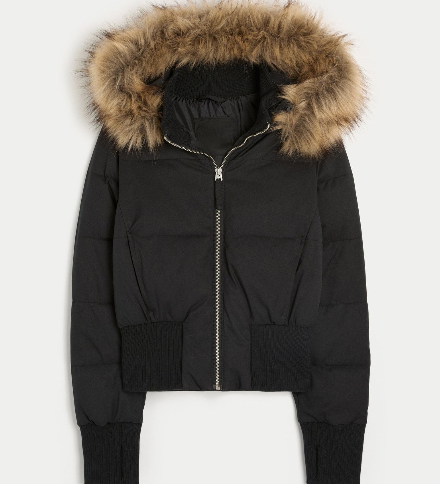 Kort Vatteret Jakke med Hætte og Moderne Casual Stil