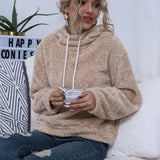 Teddy hoodie dame – blød hættetrøje med snøre