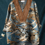 Boheme Damebluse med Mønstret Print og V-Hals