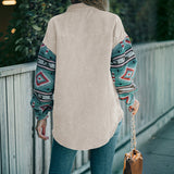 Corduroy Skjorte med Tribal Detaljer – Oversized og Trendy Dame Look
