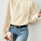 Elegant Damebluse med Høj Hals og Transparente Ærmer