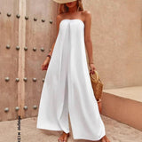 Strapless dame jumpsuit med brede ben