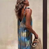 Sommer jumpsuit til kvinder med tie-dye mønster og elastiske ben