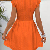 Broderet Sommerkjole med Blonde og V-Hals