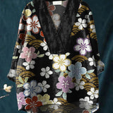 Boheme Damebluse med Mønstret Print og V-Hals