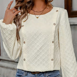 Damebluse med Struktur og Dekorative Knapper