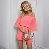 Off-shoulder dame romper med løse ærmer