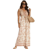 Sommer jumpsuit til kvinder med mønster og bindebånd